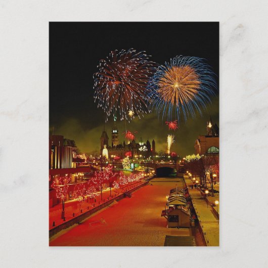 Feuerwerke, Ottawa, Ontario, Kanada Postkarte (Vorderseite)