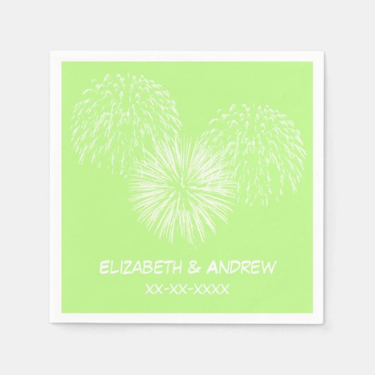 Feuerwerke, Pistachio-Hintergrund, Name Monogram Serviette (Vorderseite)