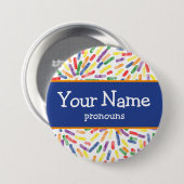 Feuerwerke Regenbogen Flag Pronouns Nametag Button (Vorne & Hinten)
