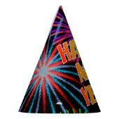 Feuerwerke + Regenbogenspektrum "GLÜCKLICH NEUES J Partyhütchen (Links)