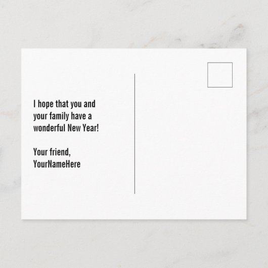 Feuerwerke + Regenbogenspektrum "GLÜCKLICH NEUES J Postkarte (Rückseite)