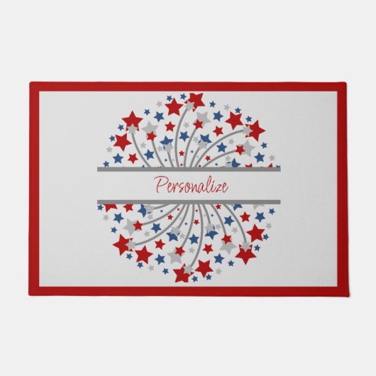 Feuerwerke Roter Blaue Stars Unabhängigkeitstag Fußmatte (Vorderseite)