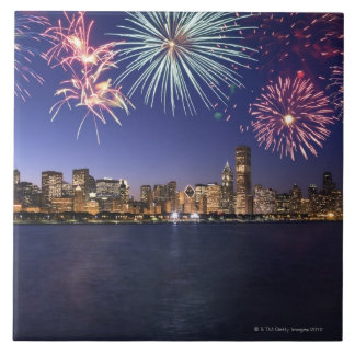 Feuerwerke über Chicago-Skylinen 2 Fliese