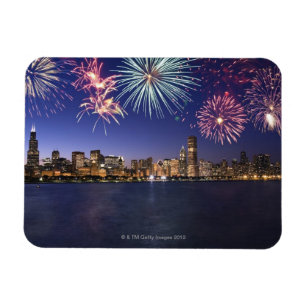 Feuerwerke über Chicago-Skylinen 2 Magnet