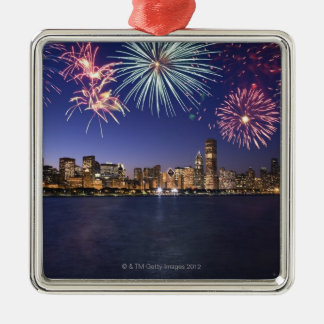 Feuerwerke über Chicago-Skylinen 2 Ornament Aus Metall