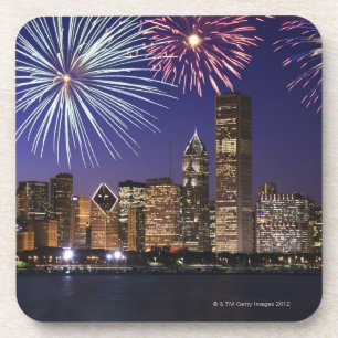 Feuerwerke über Chicago-Skylinen Untersetzer