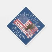 Feuerwerke und Adler auf amerikanischer Flagge Serviette (Ecke)