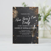 Feuerwerke und Champagner Silvester-Party Einladung (Stehend Vorderseite)