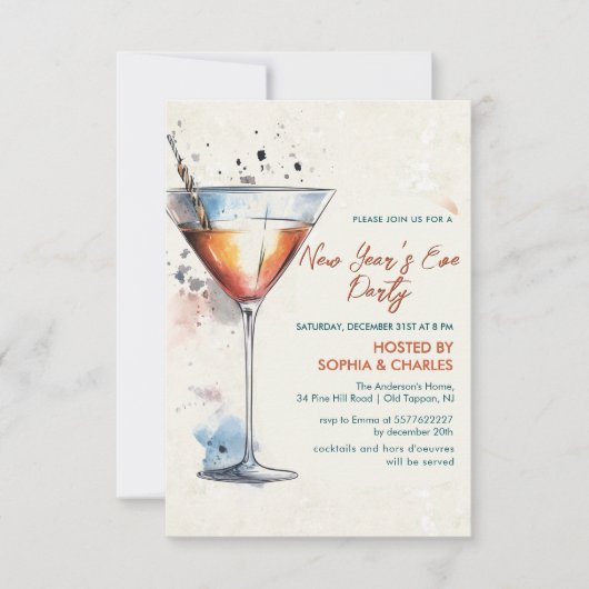 Feuerwerke und Champagner Silvester-Party Einladung (Vorderseite)