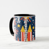 Feuerwerke und Sterne und Mond auf schwarz Tasse (Vorderseite Links)