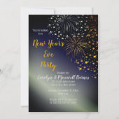Feuerwerke und Sternennachts-Himmel Silvesterabend Einladung (Vorderseite)