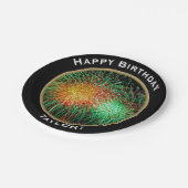 Feuerwerks-alles Gute zum Geburtstag mit Namen Pappteller (Schrägansicht)