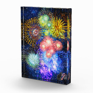 Feuerwerksausbrüche Farbige Illustration Acrylbloc Fotoblock