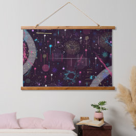 Feuerwerksdisplay: Abstrakte Kunst  Wandteppich Mit Holzrahmen