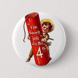 Feuerwerksknabe Witz 4. Juli Vintage Postkarten Ku Button