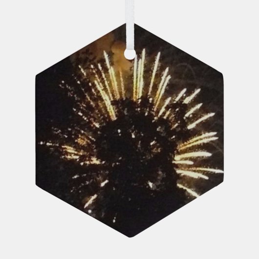 Feuerwerkskörper 10 Hexagon-Ornament aus Glas Ornament Aus Glas (Rückseite)