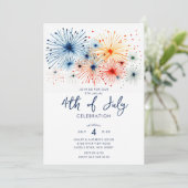 Feuerwerkskörper 4. Juli Feier Einladung (Stehend Vorderseite)