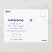 Feuerwerkskörper | Amerikanische Unabhängigkeitsta Postkarte (Rückseite)