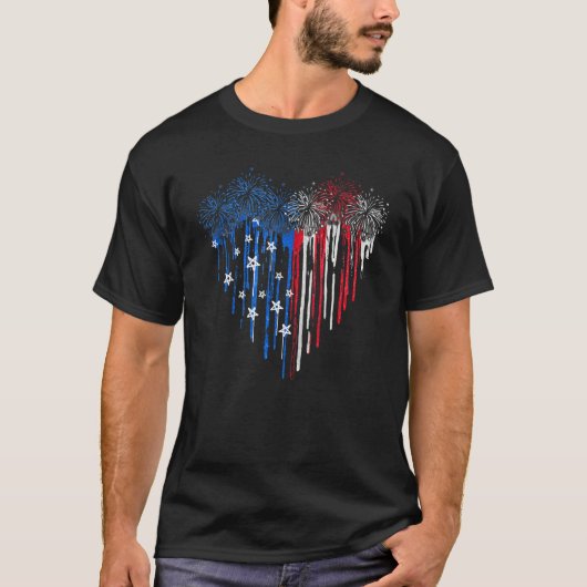 Feuerwerkskörper Getrockndes Herz-Amerikanisches F T-Shirt (Vorderseite)