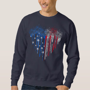 Feuerwerkskörper Getrocknen Heart American Flag Pa Sweatshirt