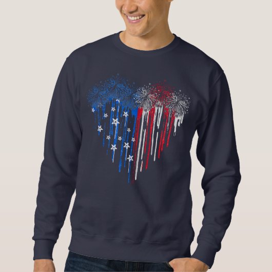 Feuerwerkskörper Getrocknen Heart American Flag Pa Sweatshirt (Vorderseite)
