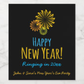 Feuerwerkskörper glückliches neues Jahr Party Weinetikett (Einzelnes Label)