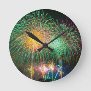 Feuerwerkskörper Japan Festival Runde Wanduhr