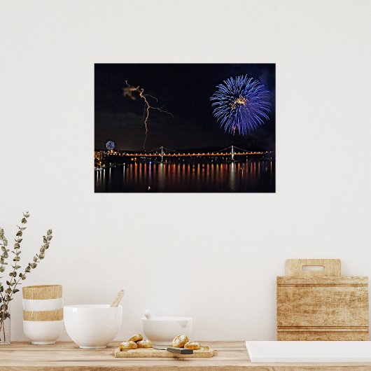 Feuerwerkskörper mit Blitz Poster (Küche)