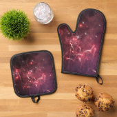 Feuerwerkskörper Ofenhandschuh & Topflappen-Set (Oben Unten)