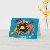 Feuerwerkskörper - Retro Karte (Gelbe Blume)