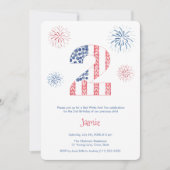 Feuerwerkskörper rot weiß und zwei Party zum zweit Einladung (Vorderseite)