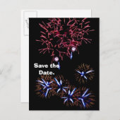 Feuerwerkskörper Save the Date Ankündigungspostkarte (Vorne/Hinten)