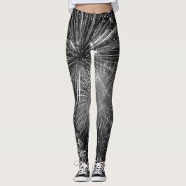 Feuerwerkskörper Schwarz-Weiß-Finale Leggings