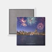 Feuerwerkskörper über der Skyline von Chicago 2 Magnet (Vorderseite/Rückseite)