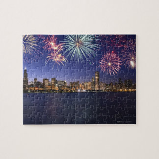 Feuerwerkskörper über der Skyline von Chicago 2 Puzzle