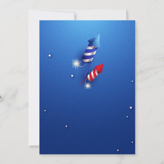 Feuerwerkskörper und Fun-Amerikanische Unabhängigk Einladung (Rückseite)