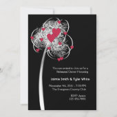 Feuerwerkskörper und Herz Tree Reheasal Abendessen Einladung (Vorderseite)