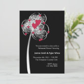 Feuerwerkskörper und Herz Tree Reheasal Abendessen Einladung (Stehend Vorderseite)