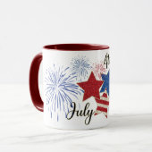 Feuerwerkskörper US Flagge 4. Juli 11 oz Tasse (Vorderseite Links)