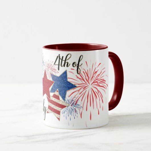 Feuerwerkskörper US Flagge 4. Juli 11 oz Tasse (VorderseiteRechts)