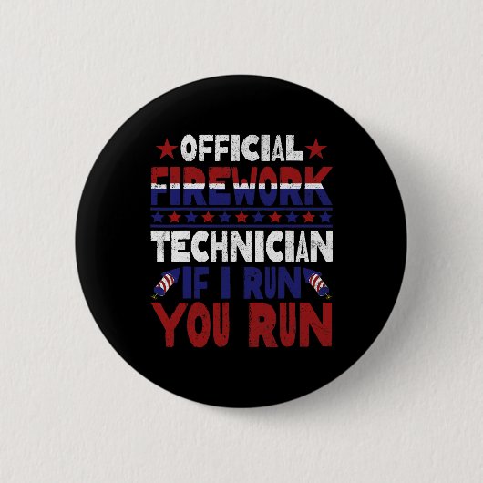 Feuerwerkstechniker 4. Juli Funny Usa Pyro-tec Button (Vorderseite)