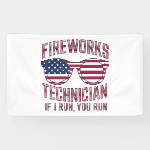 Feuerwerkstechniker 4. Juli Lustig USA Banner