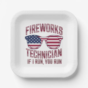 Feuerwerkstechniker 4. Juli Lustig USA Pappteller