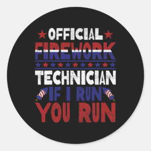 Feuerwerkstechniker 4. Juli Lustig Usa Pyro-tec Runder Aufkleber