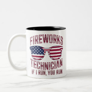Feuerwerkstechniker 4. Juli Lustig USA Zweifarbige Tasse