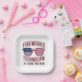Feuerwerkstechniker 4th July Funny Usa Pappteller (Party)