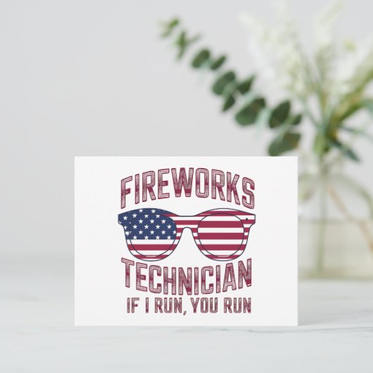 Feuerwerkstechniker 4th July Funny Usa Postkarte (Stehend Vorderseite)