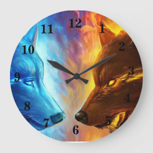 Feuerwölfe Wanduhr