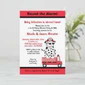 Feuerzeug und Dalmatiner Motor 27 Kinderdusche Einladung (Stehend Vorderseite)