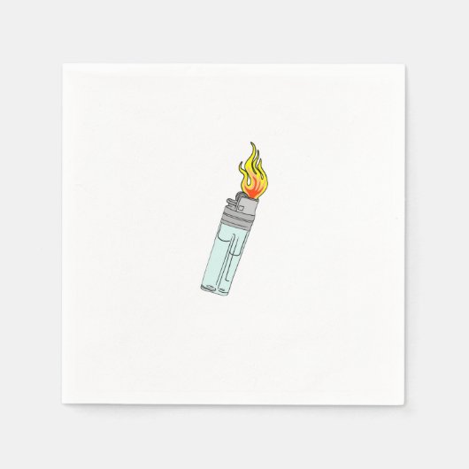 Feuerzeug- und Flammendesign Serviette (Vorderseite)